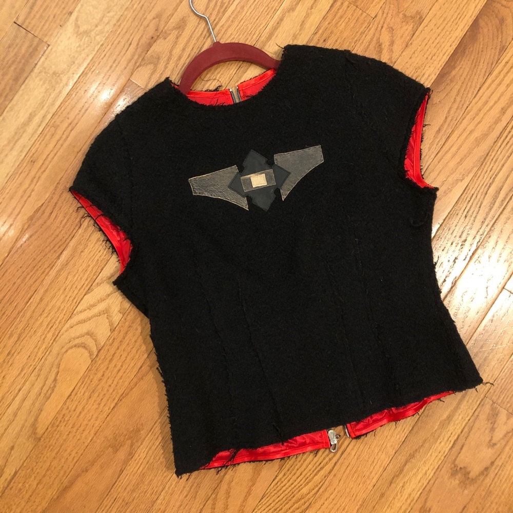 NWT: Top with Leather Appliqué